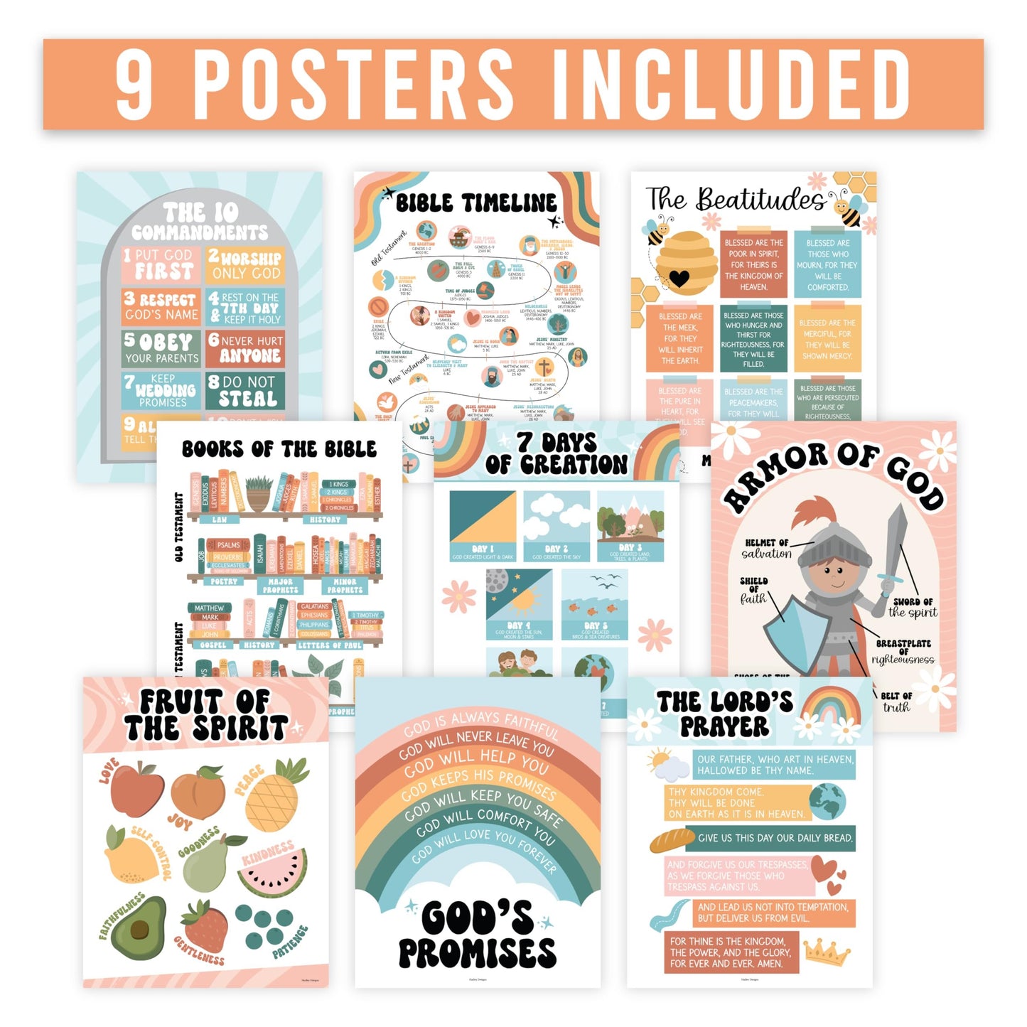 Bible Learning Kit, Retro 9 Poster Pack