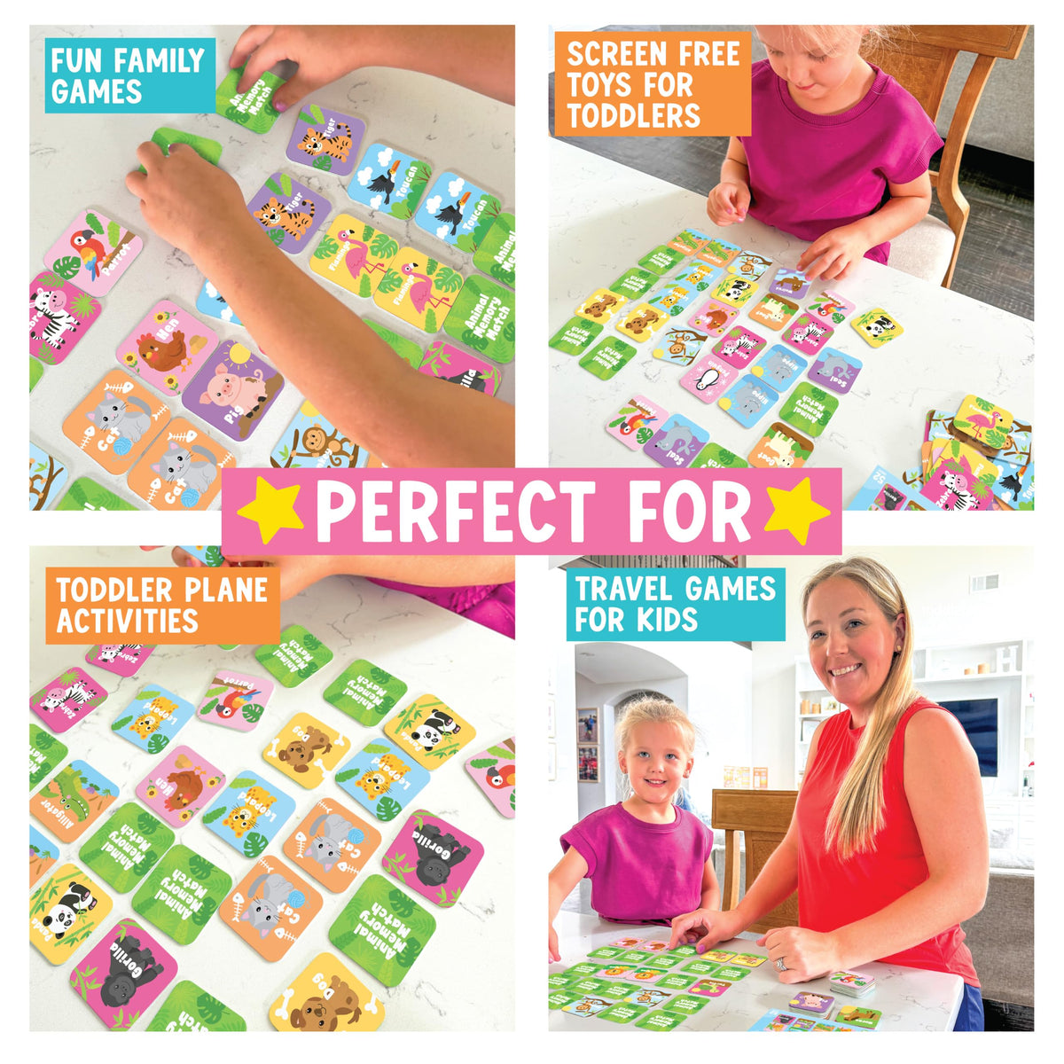 Animal Memory Matching Game for Kids Ages 3+ - 52 Picture Cards