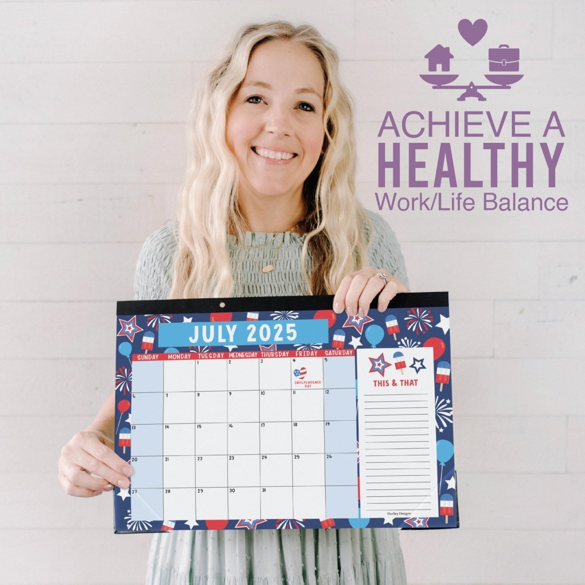 18 Month Large Doodle Desk Calendar: 2025 - 2026 - Hadley Designs Prek