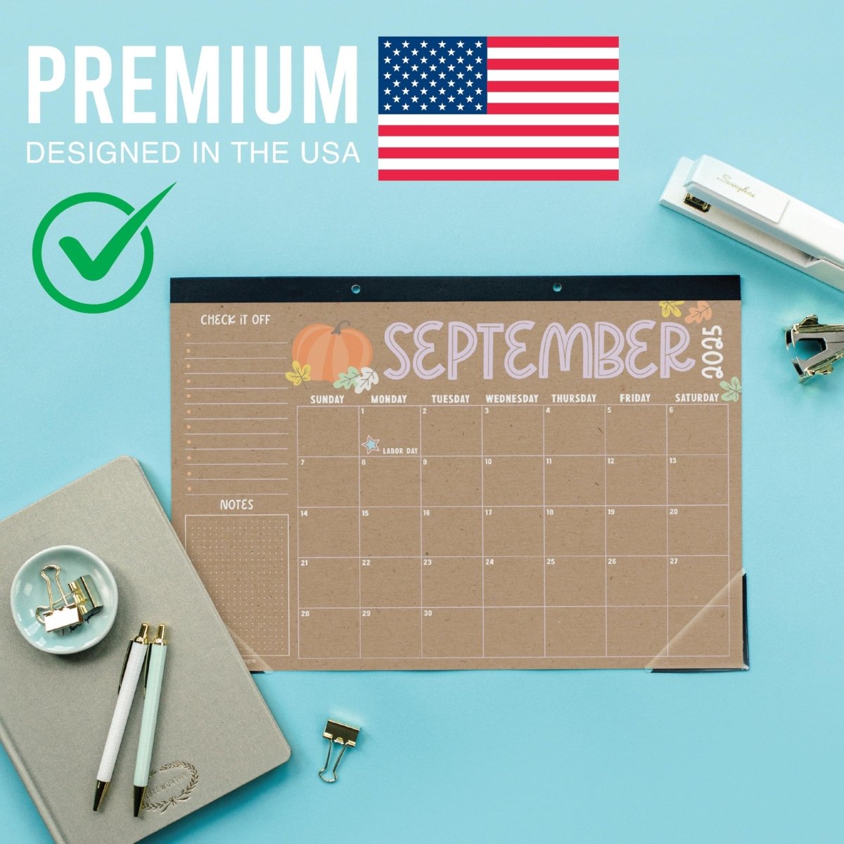 18 Month Large Kraft Desk Calendar: 2025 - 2026 - Hadley Designs Prek