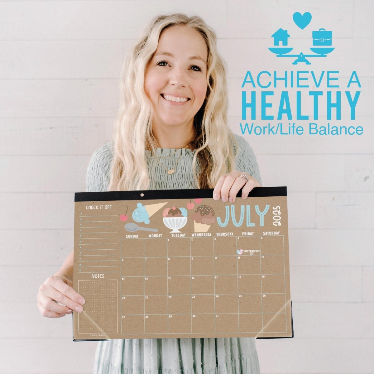 18 Month Large Kraft Desk Calendar: 2025 - 2026 - Hadley Designs Prek