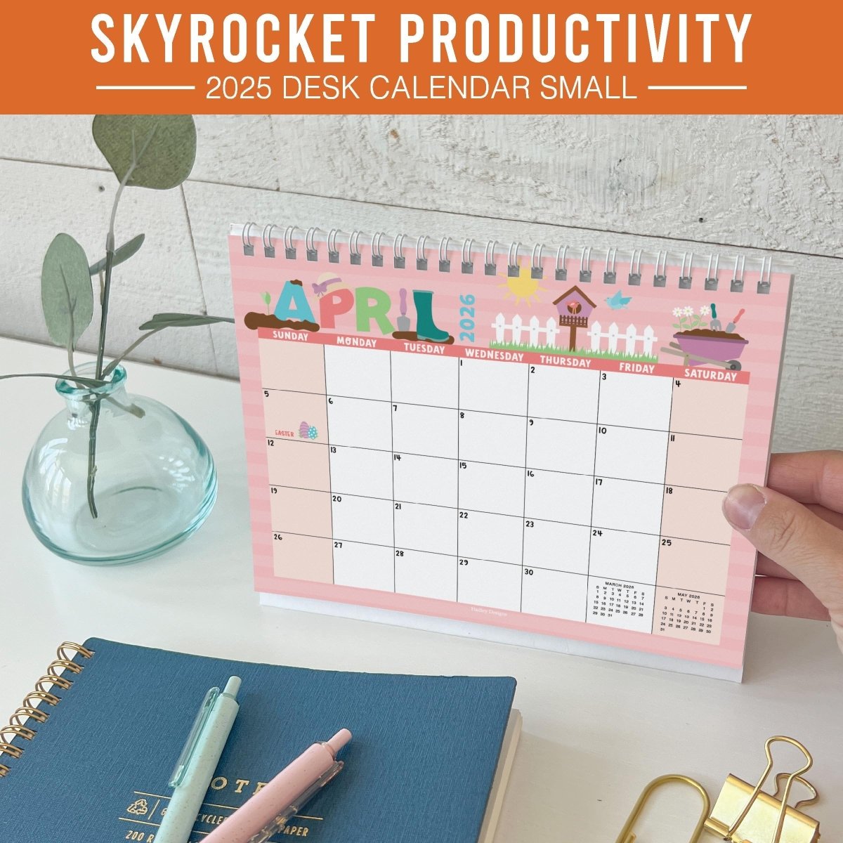 18 Month Standing Flip Desk Calendar: 2025 - 2026 - Hadley Designs Prek