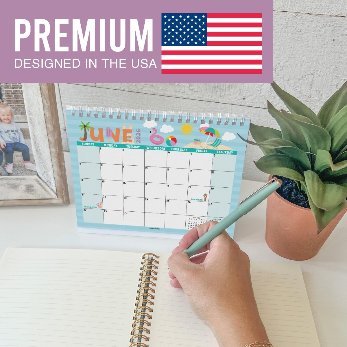 18 Month Standing Flip Desk Calendar: 2025 - 2026 - Hadley Designs Prek