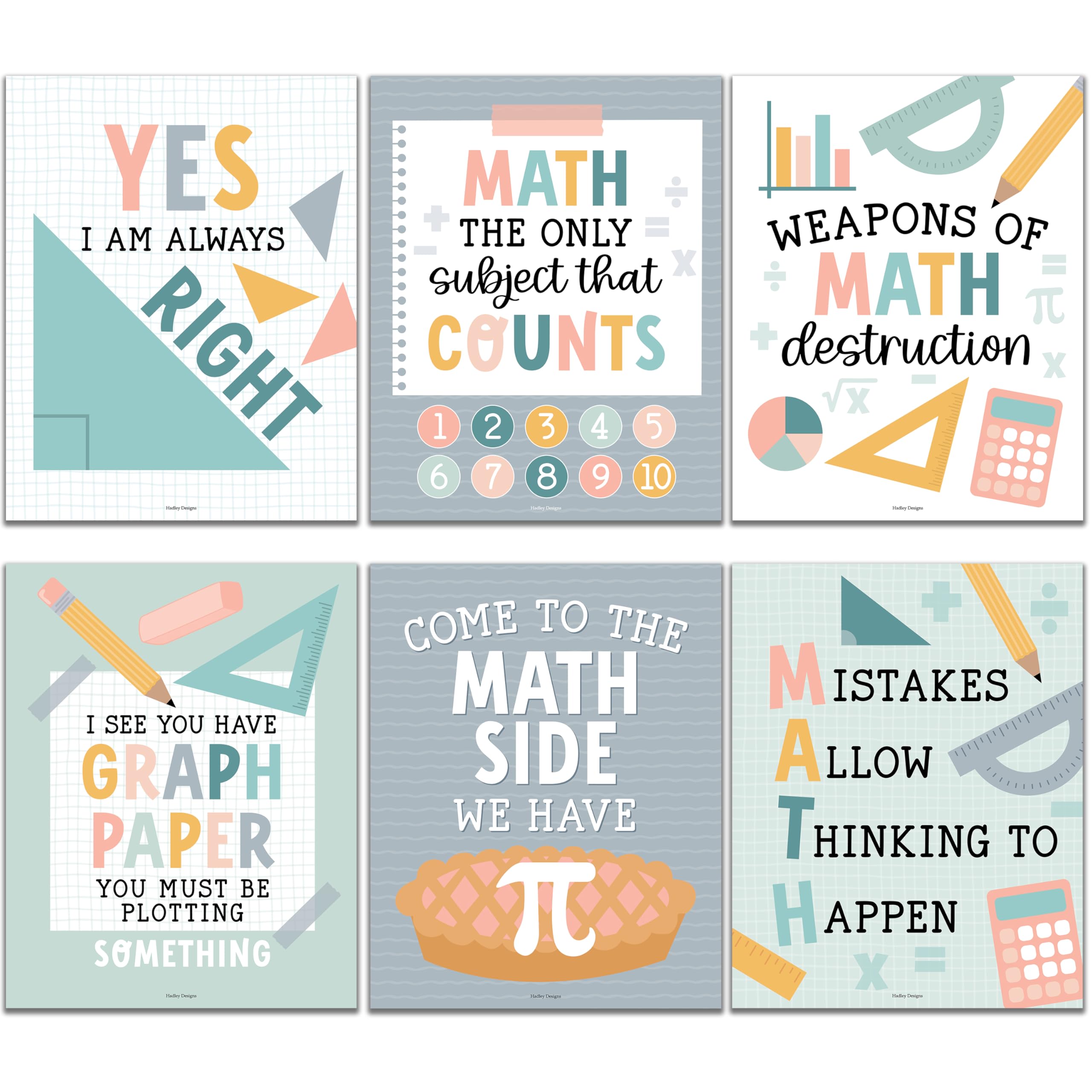 Motivational Math Posters, Boho Pack of 6 – Hadley Designs Prek