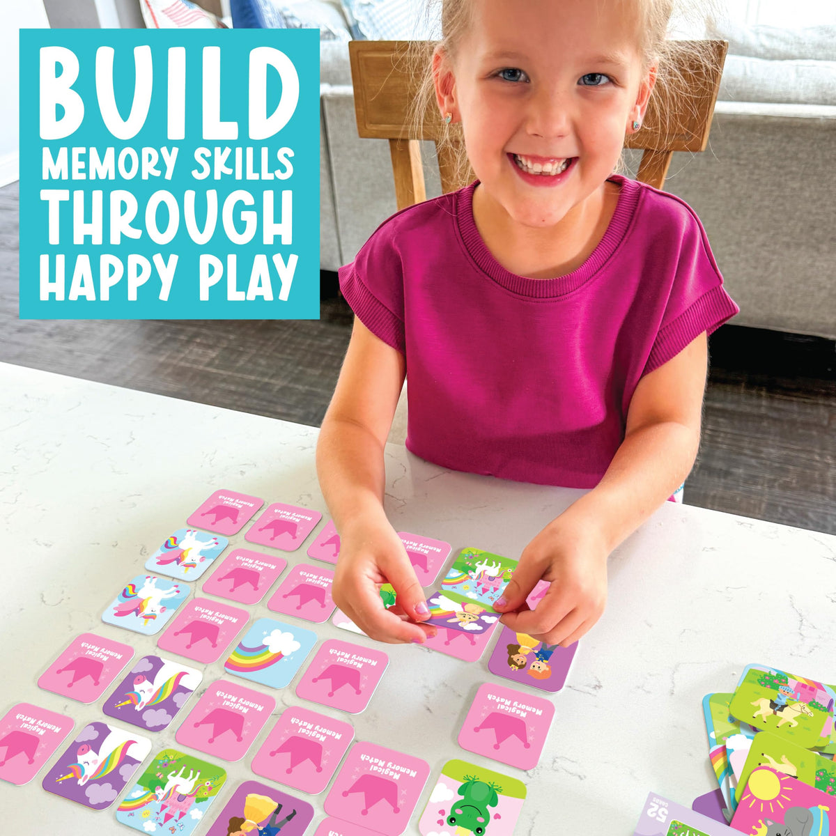 Princess Unicorn Memory Matching Game for Kids 3+ - 52 Cards