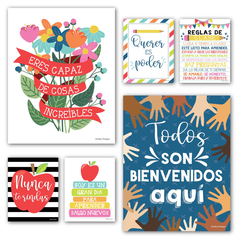Colorful Spanish Motivational Classroom Posters – Hadley Designs Prek