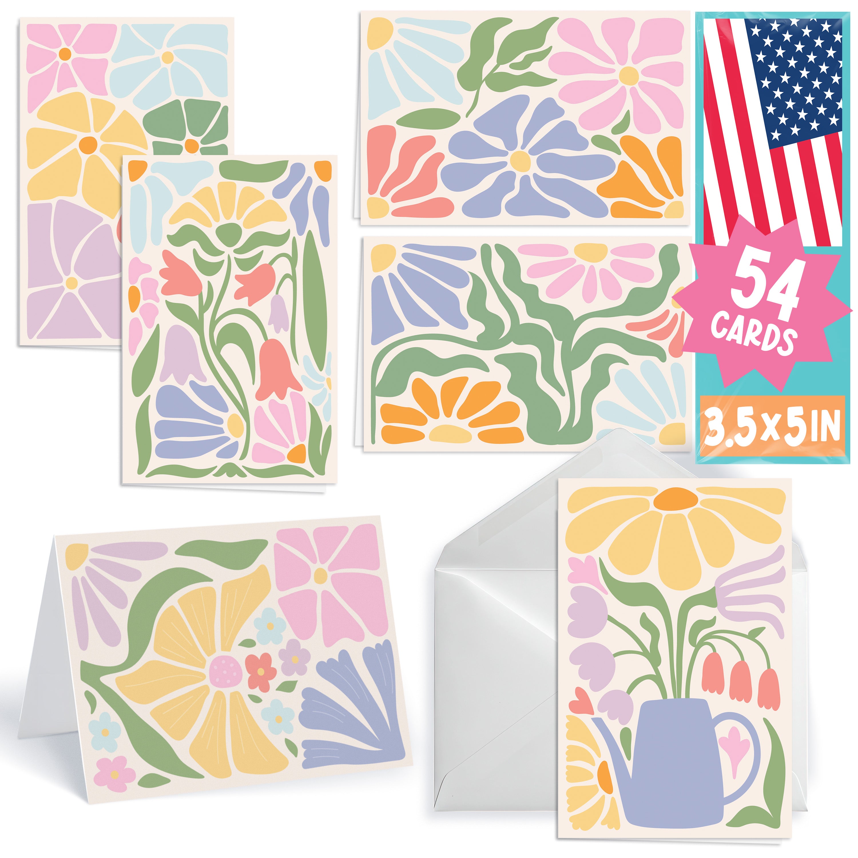 54 Blank Notecards with Envelopes – Bulk Stationery Set, Birthday & Th ...