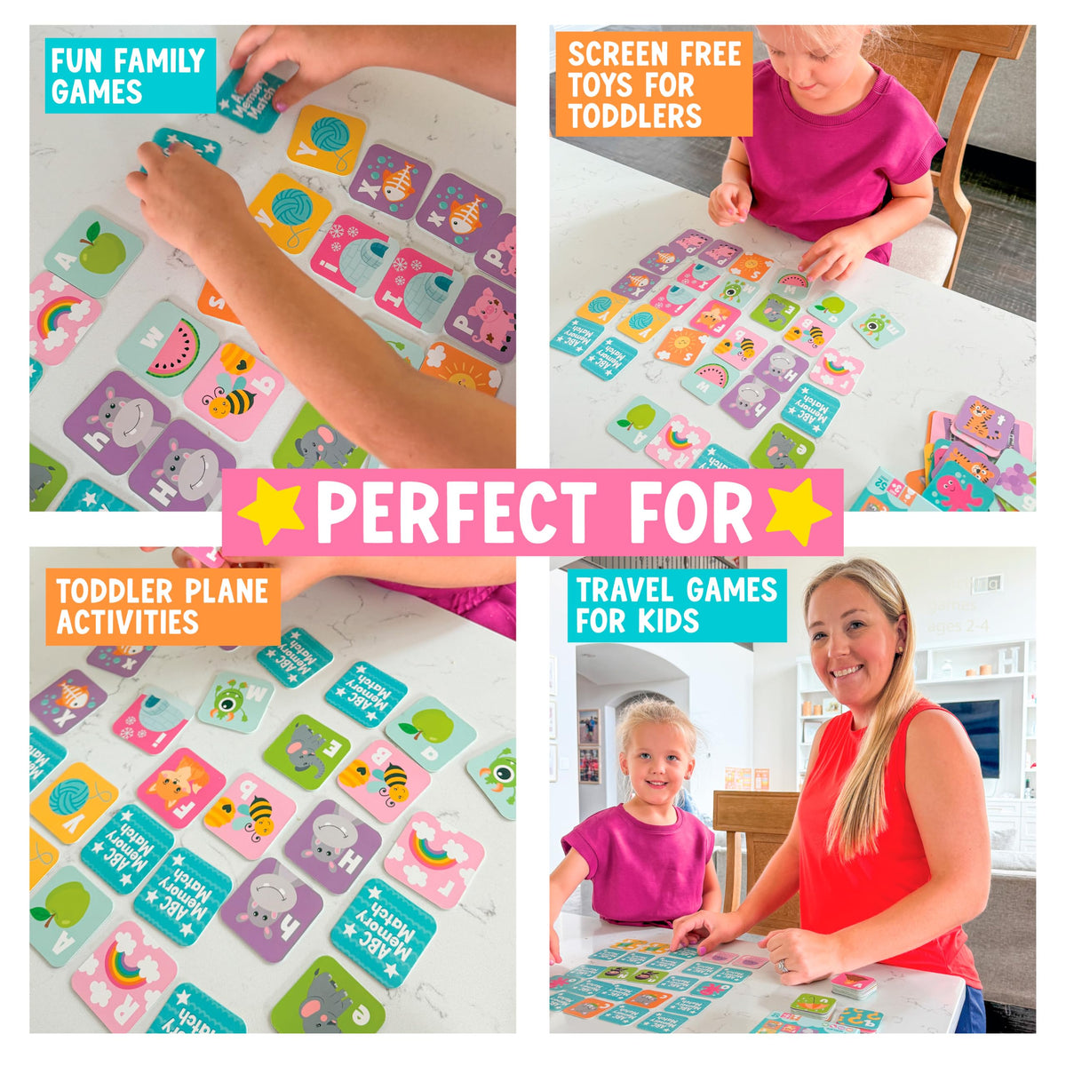 Alphabet Memory Matching Game for Kids Ages 3+ - 52 Picture Cards