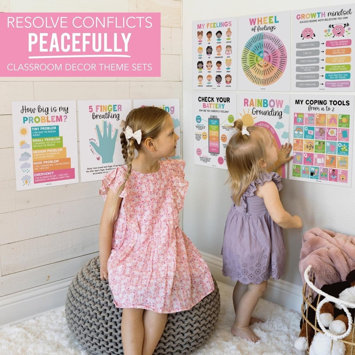 9 Colorful Calming Corner Posters For Classroom Must Haves For Teachers - Calm Down Corner Supplies Elementary, Feelings Chart For Kids Ages 4 - 8, Emotions Chart For Kids, Calming Corner Items Kids - Hadley Designs Prek