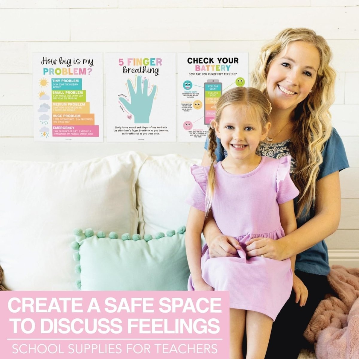 9 Colorful Calming Corner Posters For Classroom Must Haves For Teachers - Calm Down Corner Supplies Elementary, Feelings Chart For Kids Ages 4 - 8, Emotions Chart For Kids, Calming Corner Items Kids - Hadley Designs Prek