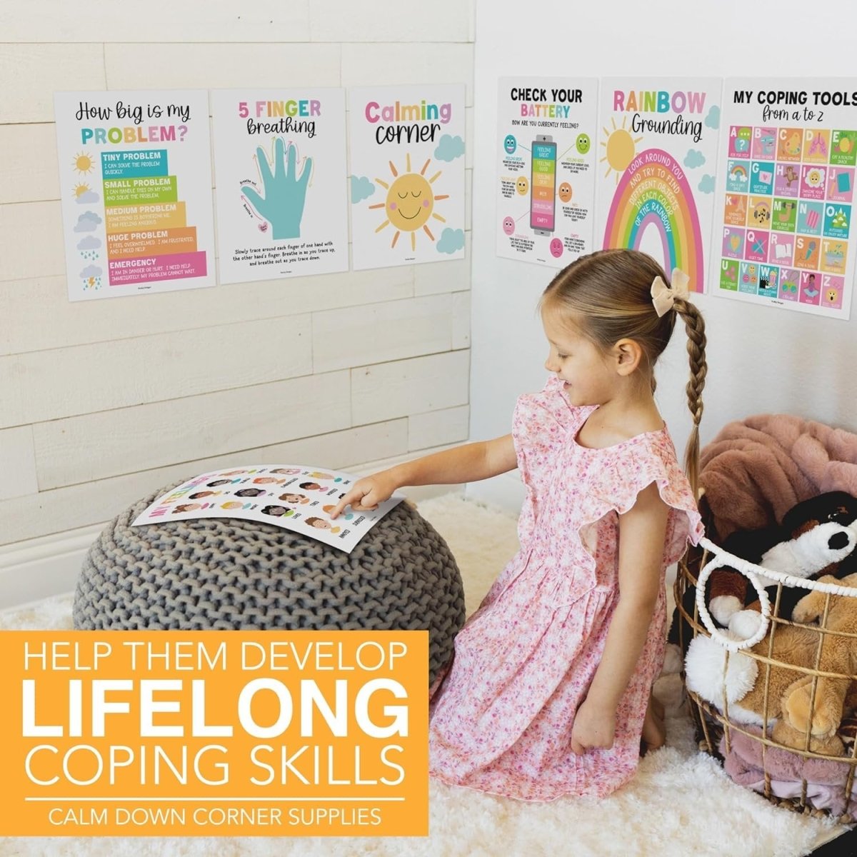 9 Colorful Calming Corner Posters For Classroom Must Haves For Teachers - Calm Down Corner Supplies Elementary, Feelings Chart For Kids Ages 4 - 8, Emotions Chart For Kids, Calming Corner Items Kids - Hadley Designs Prek