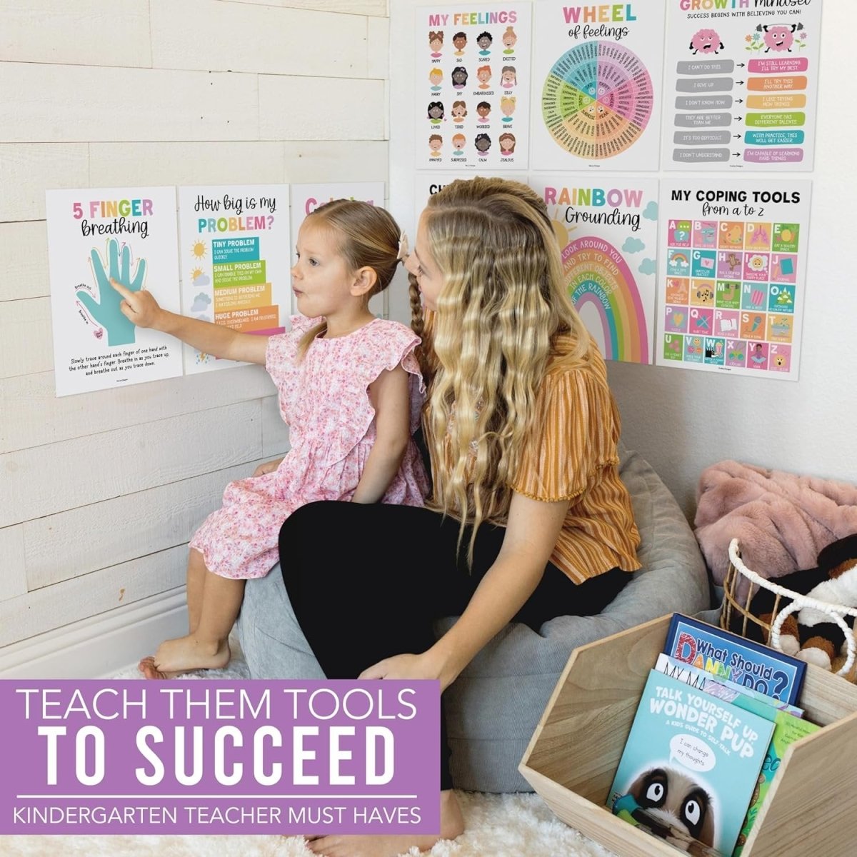 9 Colorful Calming Corner Posters For Classroom Must Haves For Teachers - Calm Down Corner Supplies Elementary, Feelings Chart For Kids Ages 4 - 8, Emotions Chart For Kids, Calming Corner Items Kids - Hadley Designs Prek
