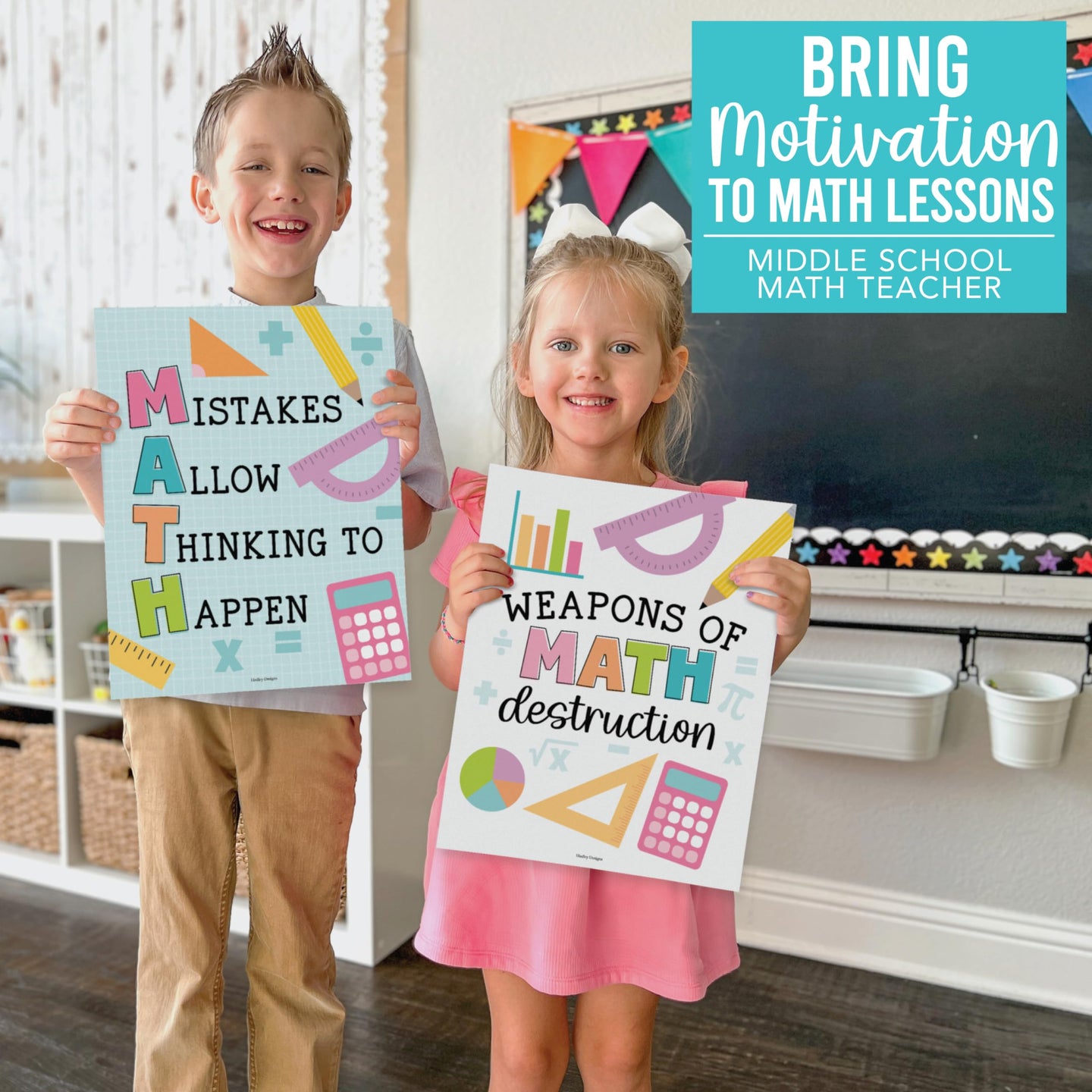 Motivational Math Posters, Colorful Pack of 6 – Hadley Designs Prek