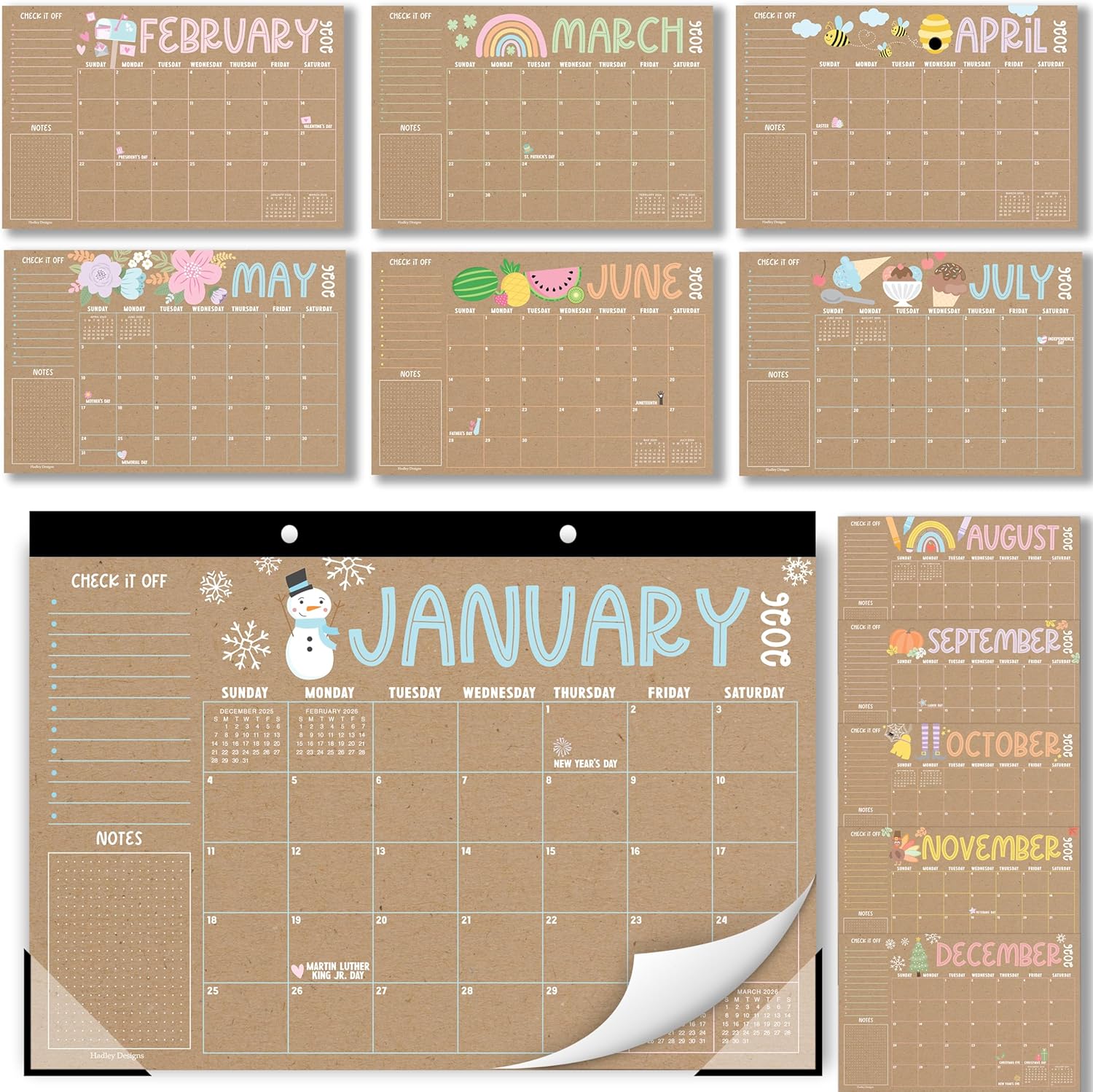 18 Month Kraft Desk Calendar | 2026 - 2027 |