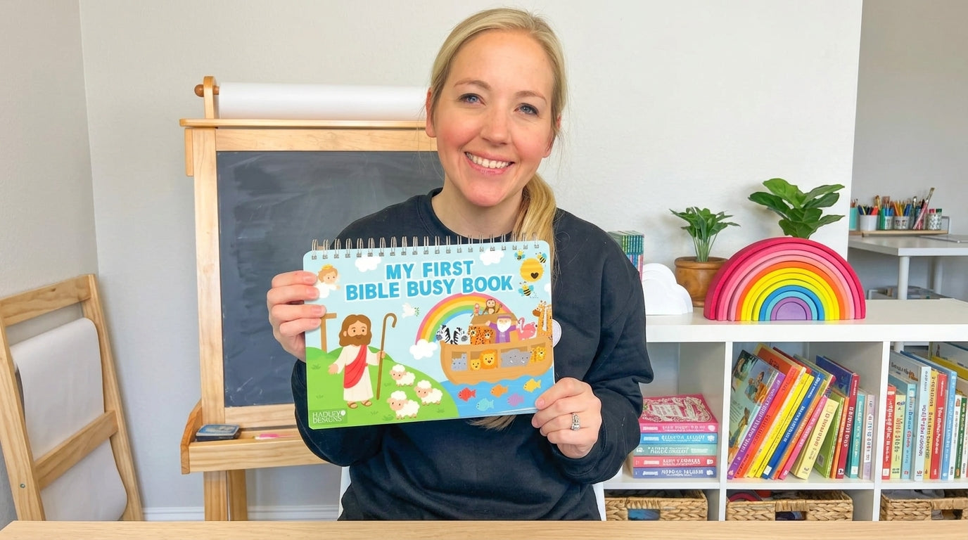Becca with the Bible Busy Book