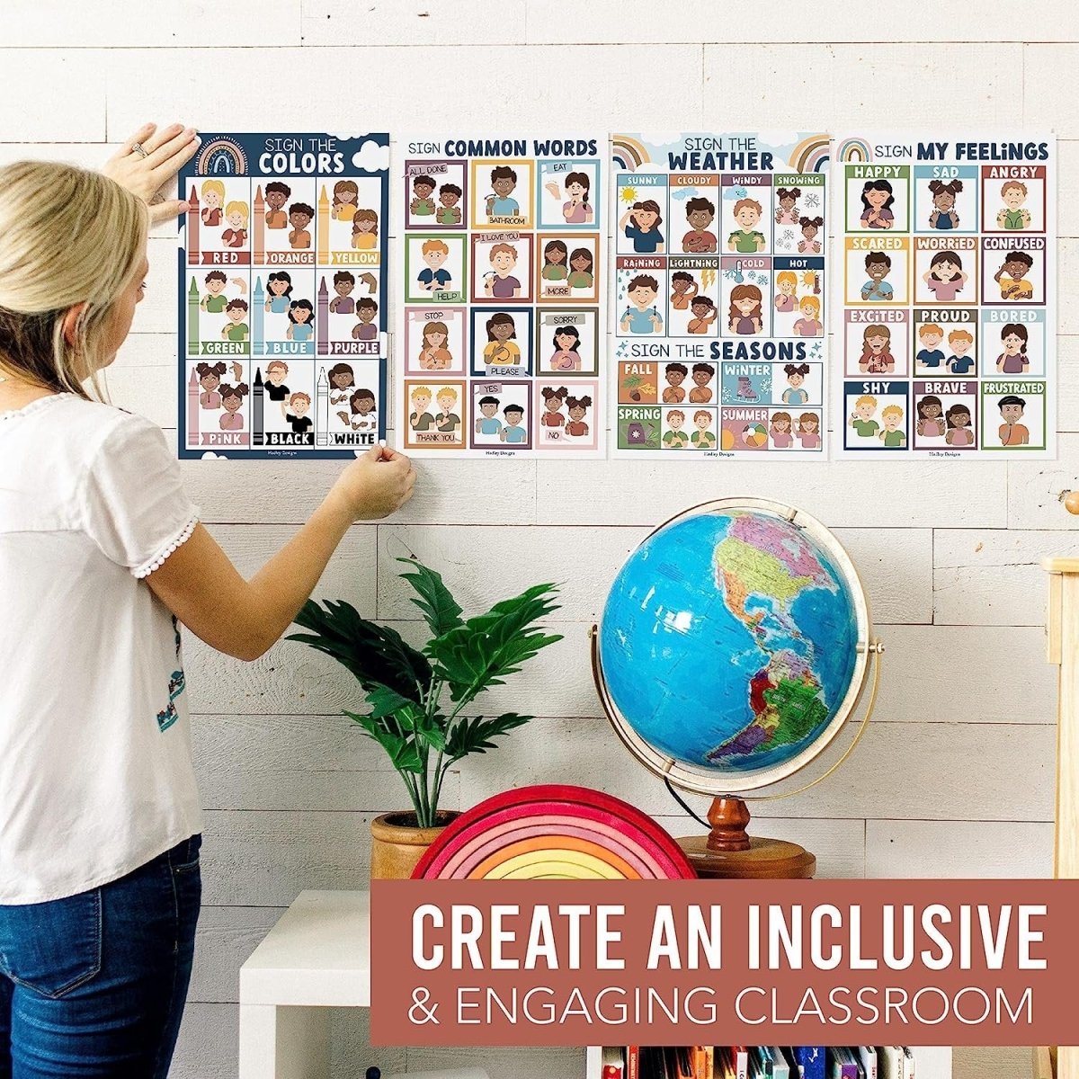 ASL Sign Language Kit: Boho 8 Poster Set - Hadley Designs Prek