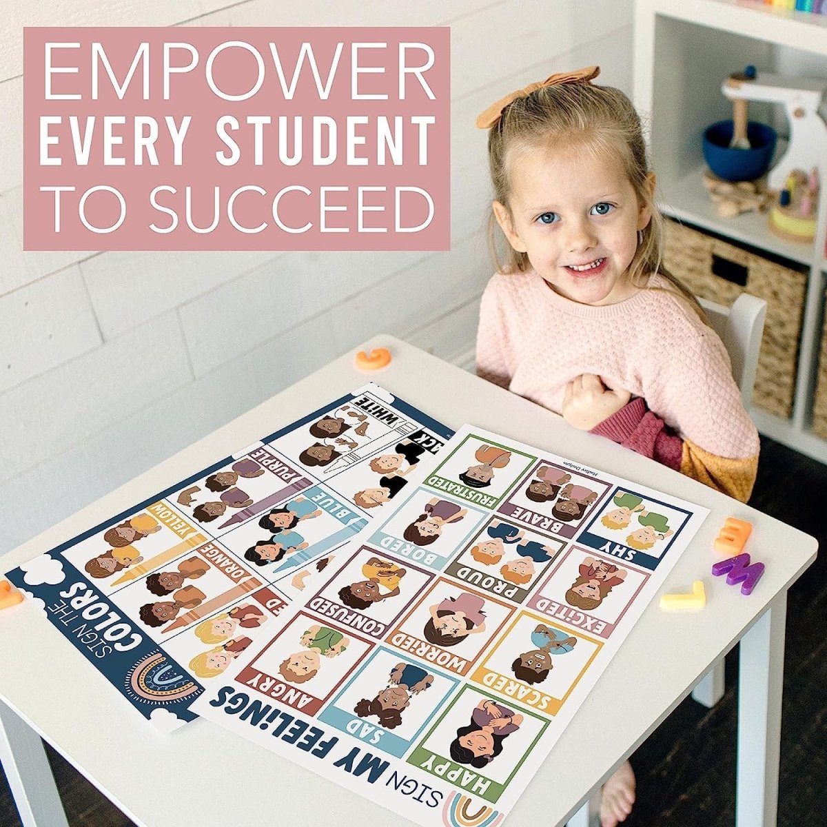 ASL Sign Language Kit: Boho 8 Poster Set - Hadley Designs Prek