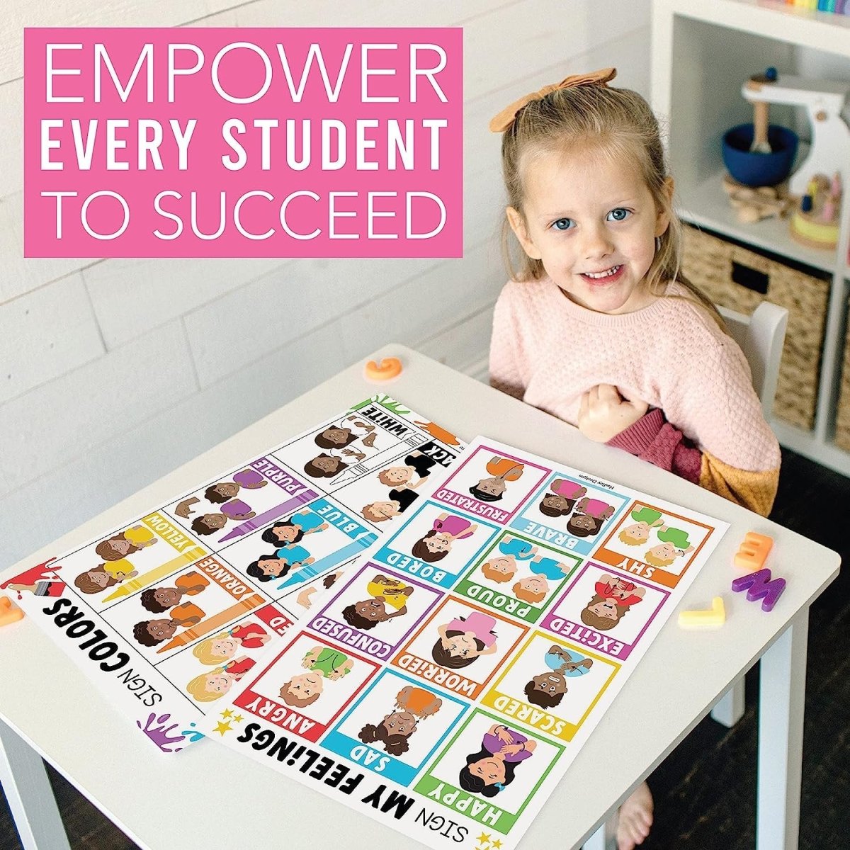 ASL Sign Language Kit: Colorful 8 Poster Set - Hadley Designs Prek