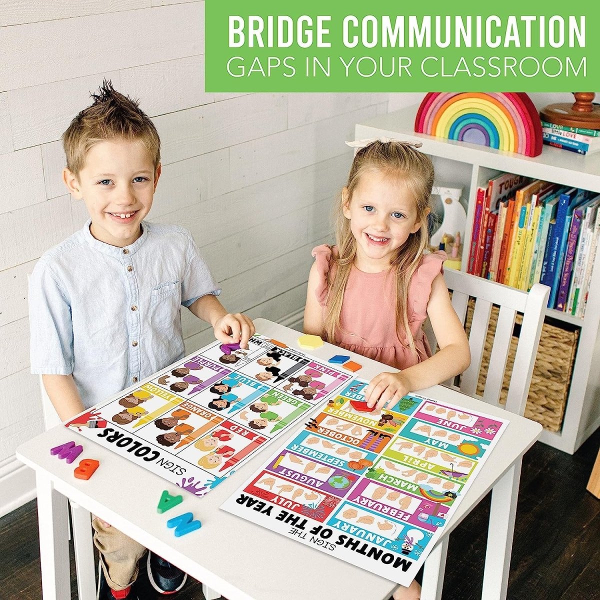 ASL Sign Language Kit: Colorful 8 Poster Set - Hadley Designs Prek