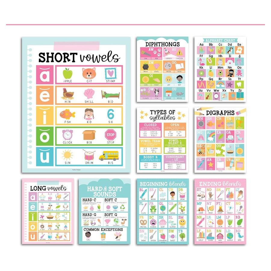 Letter Sounds · 9 Colorful posters