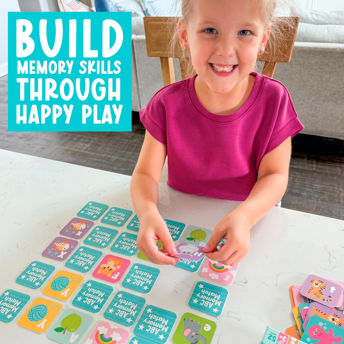 Alphabet Memory Matching Game for Kids Ages 3+ - 52 Picture Cards