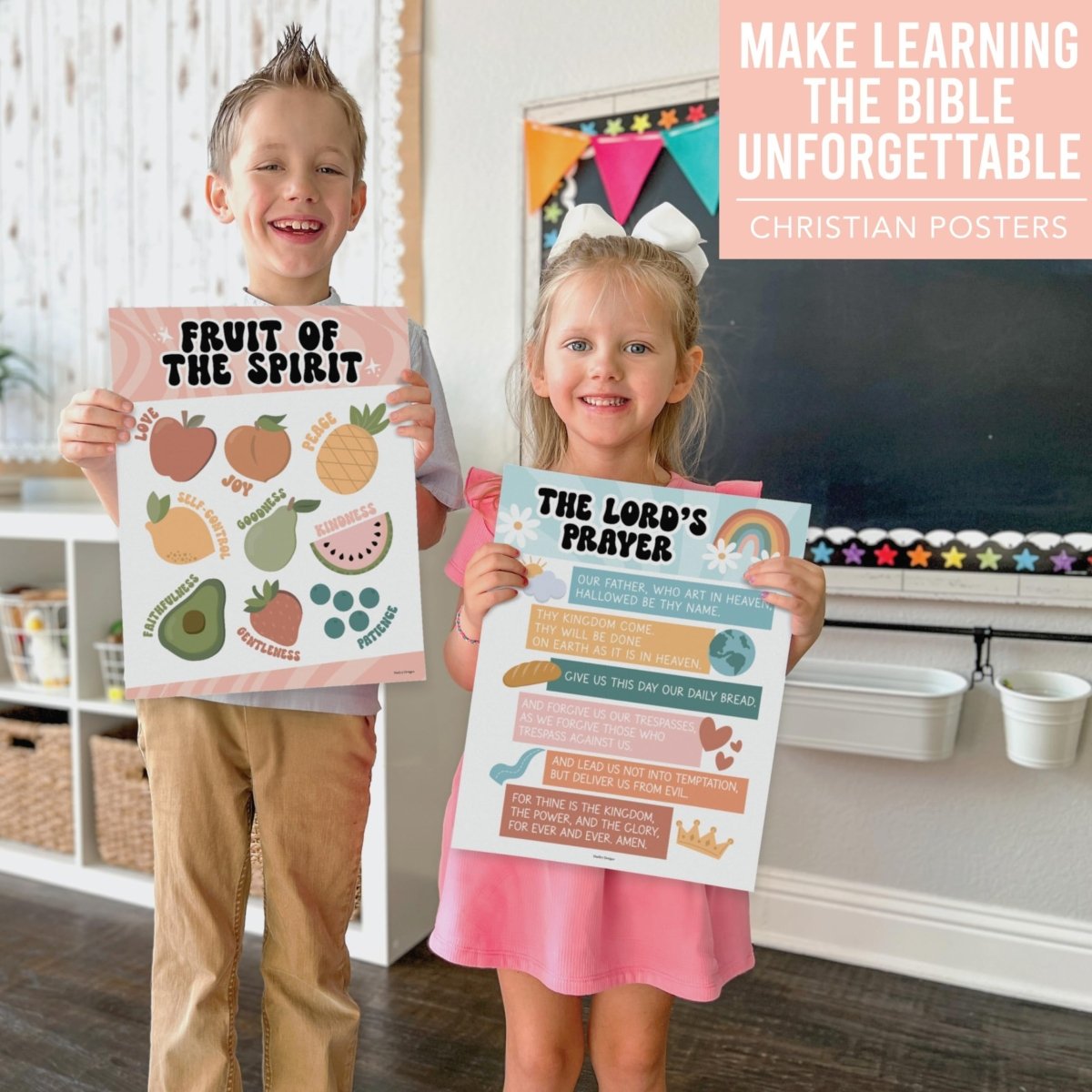 Bible Learning Kit, Retro 9 Poster Pack - Hadley Designs Prek