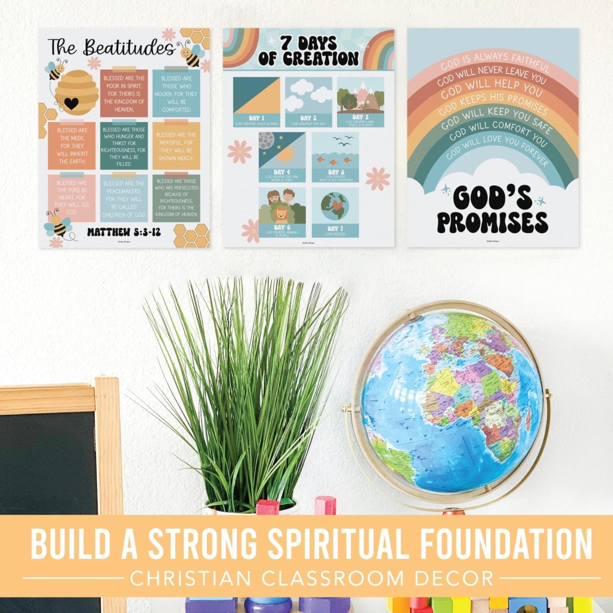 Bible Learning Kit, Retro 9 Poster Pack - Hadley Designs Prek
