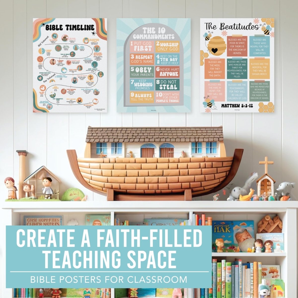 Bible Learning Kit, Retro 9 Poster Pack - Hadley Designs Prek