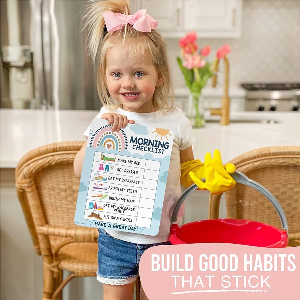 Boho Rainbow Day & Night Routine Charts | Daily Schedule | Educational Charts - Hadley Designs Prek
