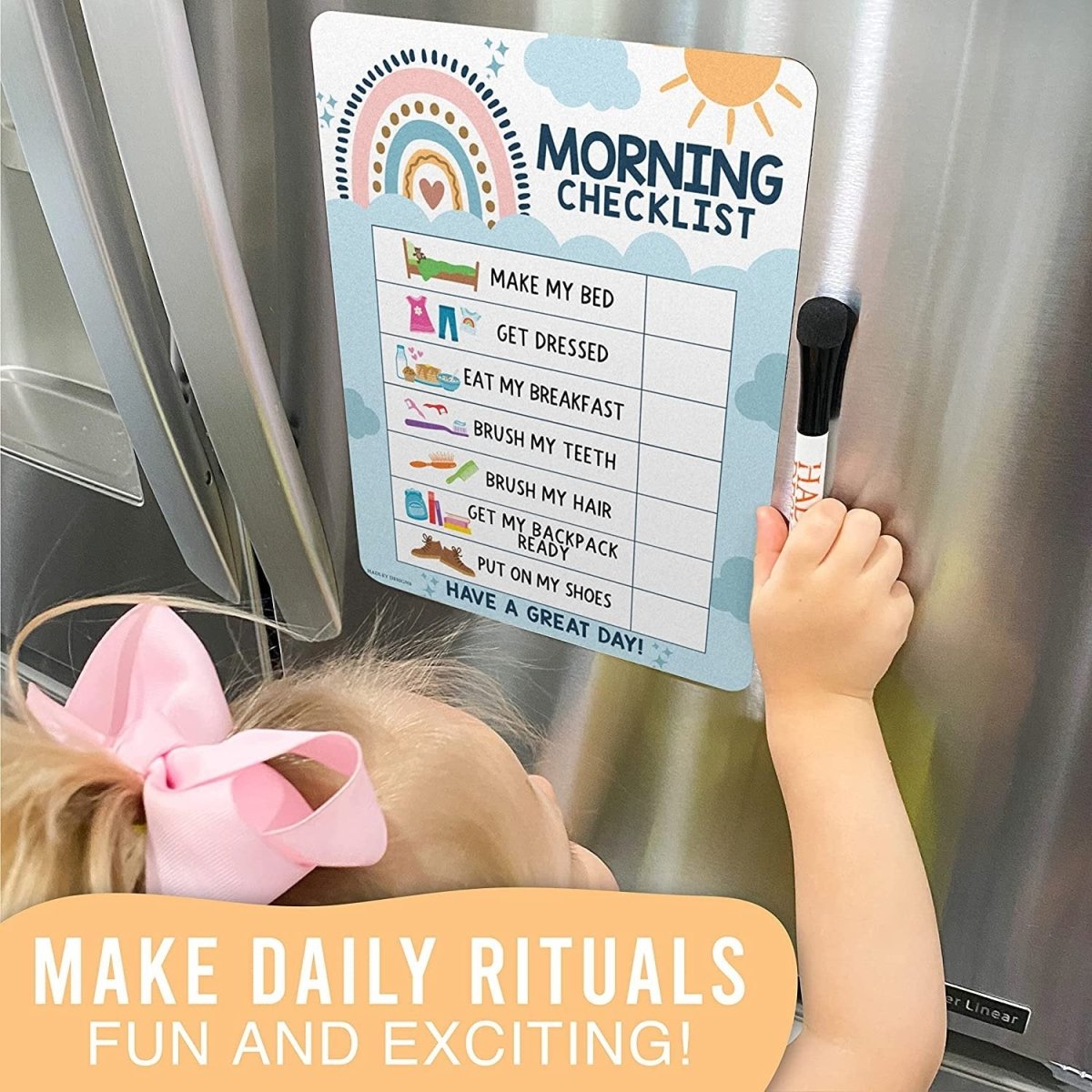 Boho Rainbow Day & Night Routine Charts | Daily Schedule | Educational Charts - Hadley Designs Prek