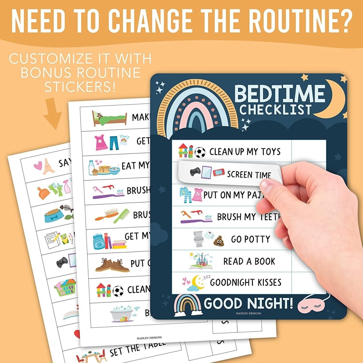 Boho Rainbow Day & Night Routine Charts | Daily Schedule | Educational Charts - Hadley Designs Prek