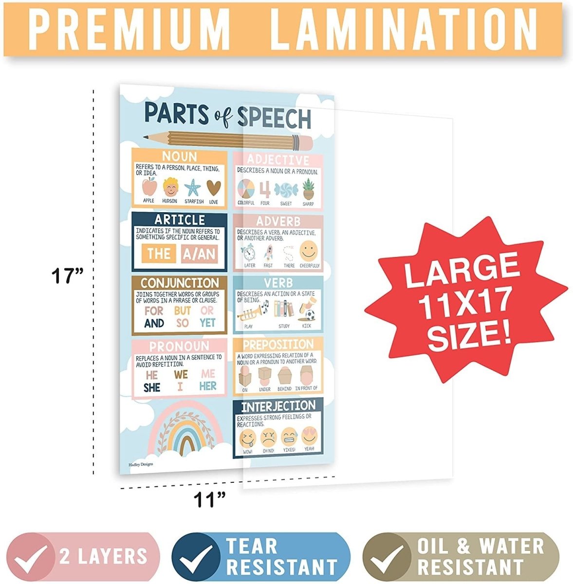 Boho Rainbow Grammar Posters - Hadley Designs Prek