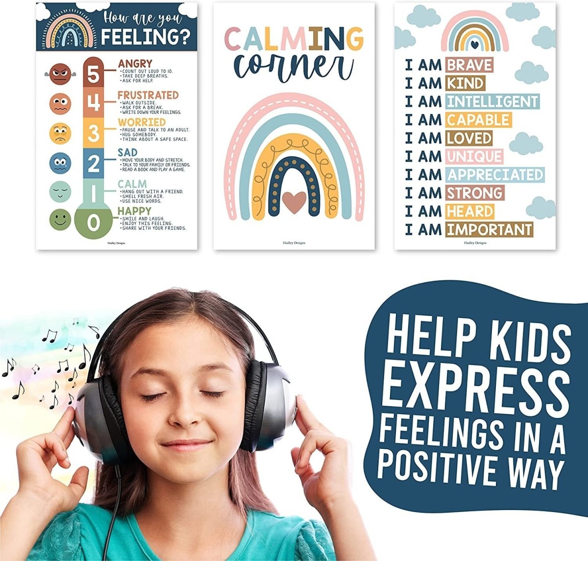 Calming Corner Kit: Boho 8 Poster Pack - Hadley Designs Prek