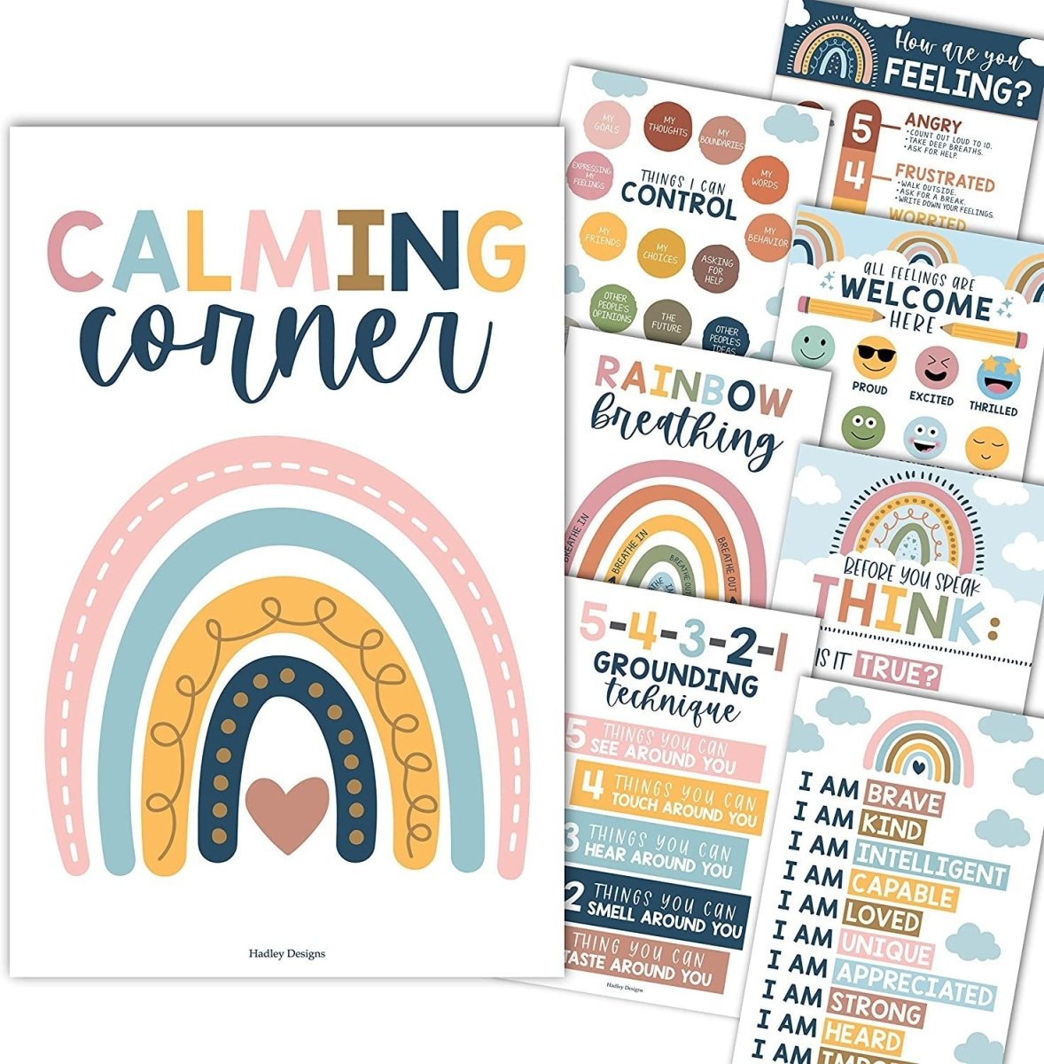 Calming Corner Kit: Boho 8 Poster Pack - Hadley Designs Prek