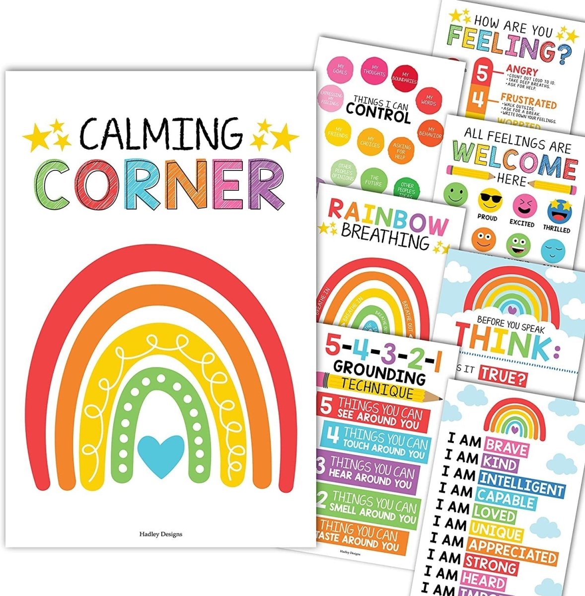 Calming Corner Kit: Colorful 8 Poster Pack - Hadley Designs Prek