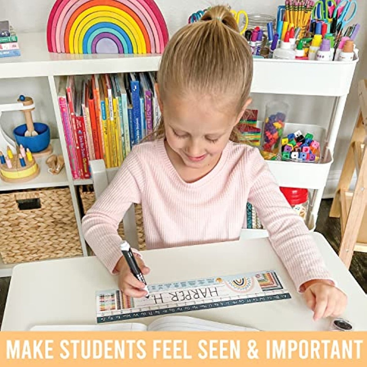 Classroom Name Plates, Boho Rainbow Pack of 25 - Hadley Designs Prek