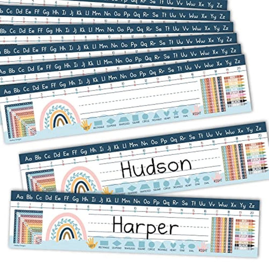 Classroom Name Plates, Boho Rainbow Pack of 25 - Hadley Designs Prek