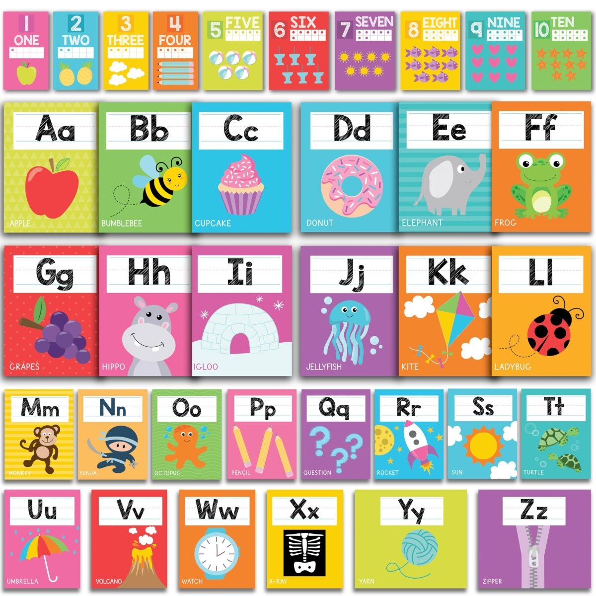 Colorful Alphabet For Classroom Wall Line - Alphabet Letters For Classroom Wall, ABC Posters, Alphabet Posters, Alphabet Wall Chart, ABC Wall Chart, Alphabet Banner, Number Line For Classroom Wall - Hadley Designs Prek