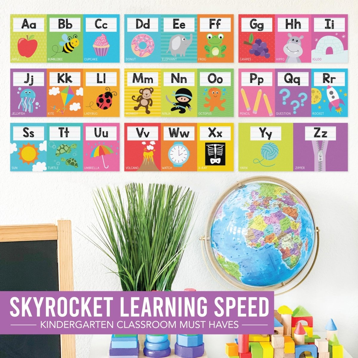 Colorful Alphabet For Classroom Wall Line - Alphabet Letters For Classroom Wall, ABC Posters, Alphabet Posters, Alphabet Wall Chart, ABC Wall Chart, Alphabet Banner, Number Line For Classroom Wall - Hadley Designs Prek