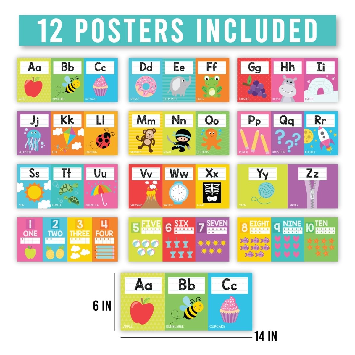 Colorful Alphabet For Classroom Wall Line - Alphabet Letters For Classroom Wall, ABC Posters, Alphabet Posters, Alphabet Wall Chart, ABC Wall Chart, Alphabet Banner, Number Line For Classroom Wall - Hadley Designs Prek