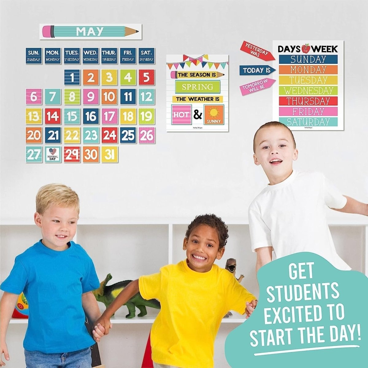 Colorful Classroom Calendar - Hadley Designs Prek