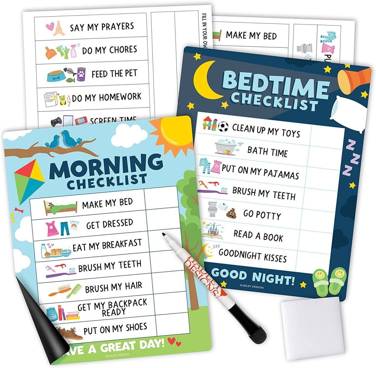 Doodle Day & Night Routine Charts | Daily Schedule | Educational Charts - Hadley Designs Prek