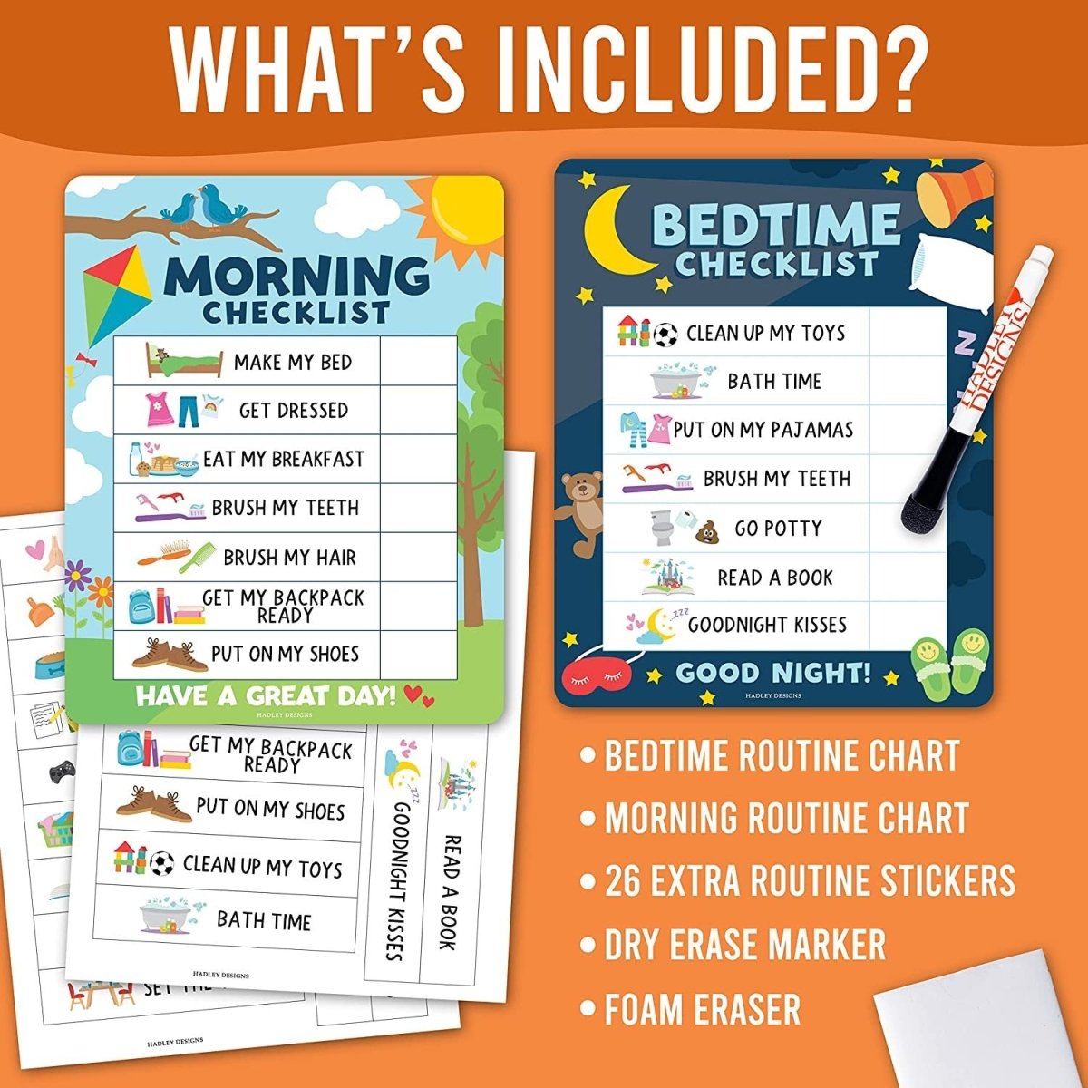 Doodle Day & Night Routine Charts | Daily Schedule | Educational Charts - Hadley Designs Prek