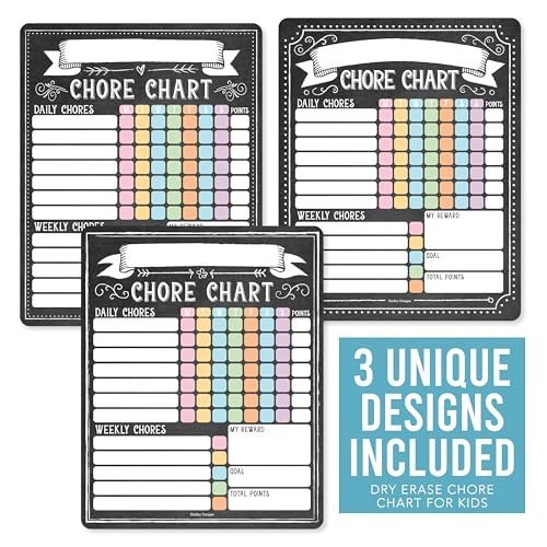 Dry Erase Chore Charts: Chalkboard 3 Pack - Hadley Designs Prek