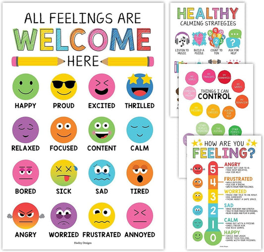 Emotional Intelligence Growth Kit: Colorful 4 Poster Pack - Hadley Designs Prek