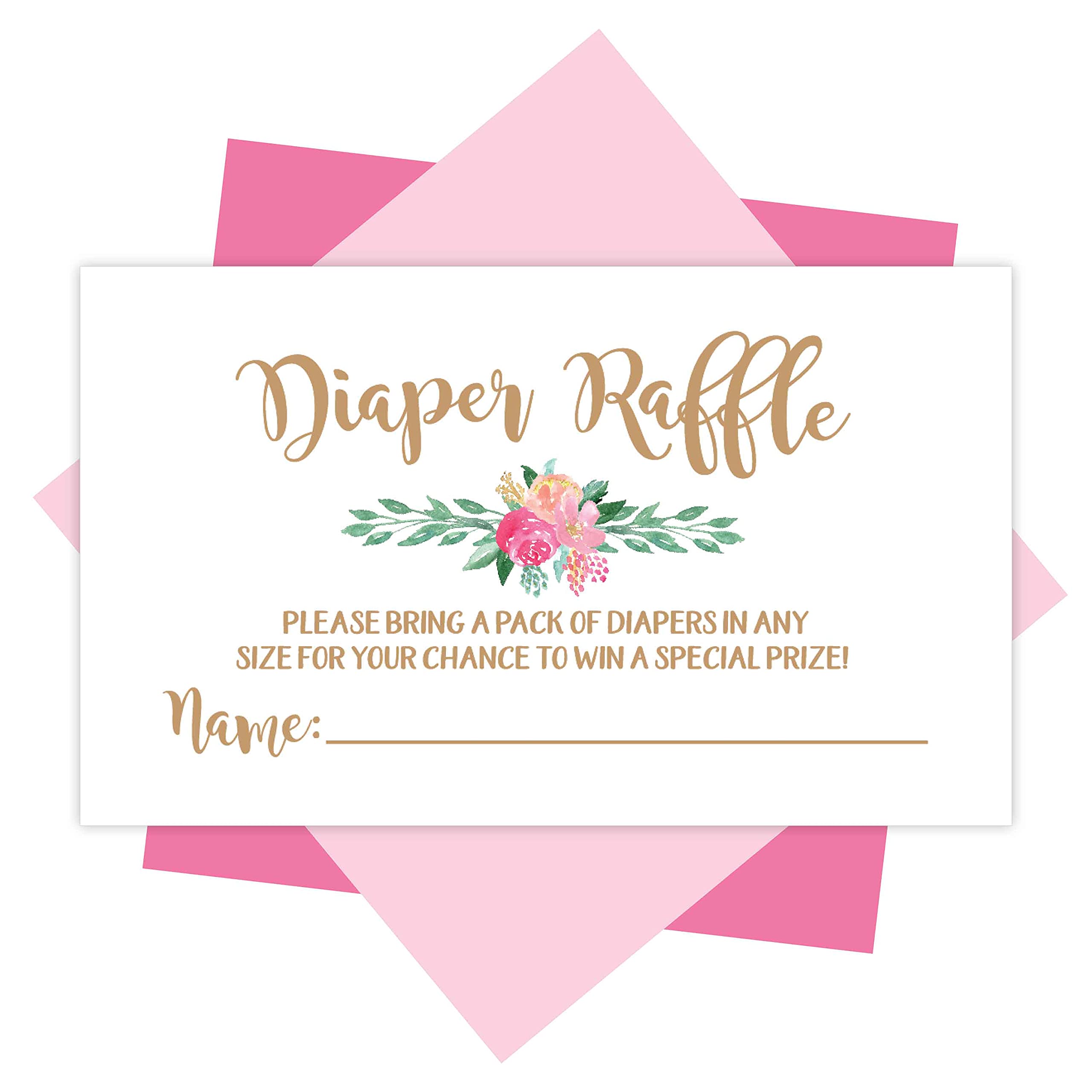 25 Flower Diaper Raffle Ticket Lottery Insert Cards For Gold Girl Flor ...