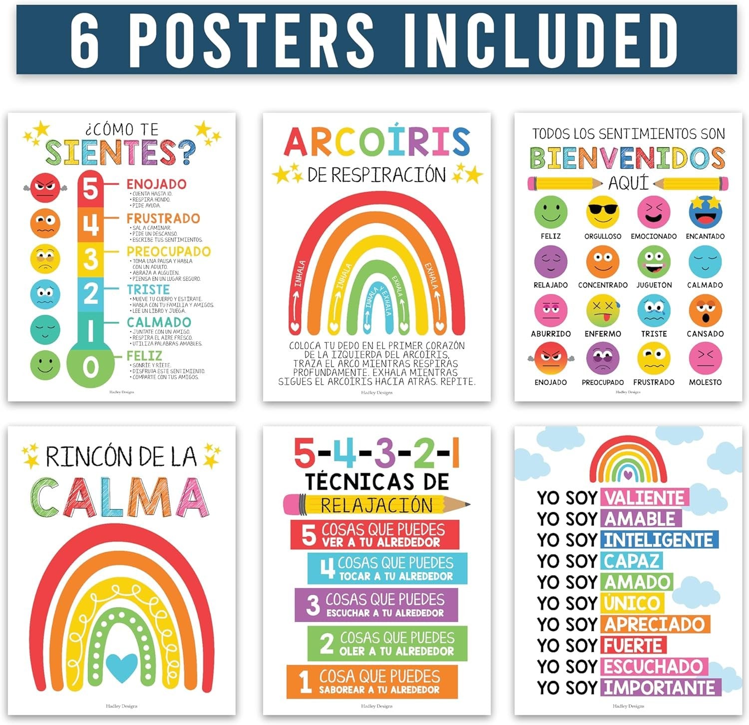 Spanish Calming Corner Kit: Colorful 6 Poster Pack