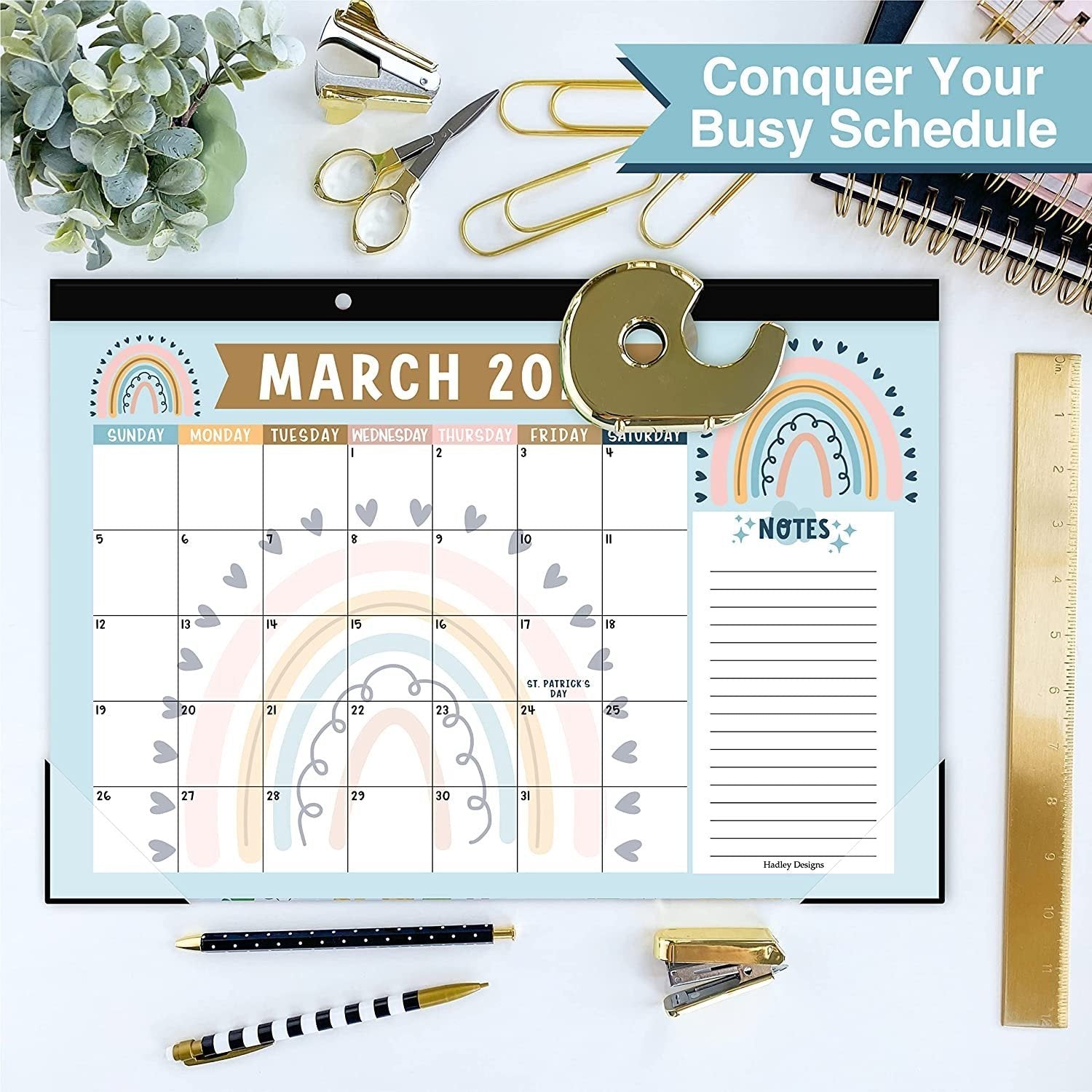 Boho Large Desk Calendar 2023-2024 Calendar Desk Pad - 18 Month Calendar For Desk Calendars 2023-2024, 2023 Desk Planner 2023 Desk Calendar 11x17, Large Calendar 2023-2024 For Wall Calender 2023