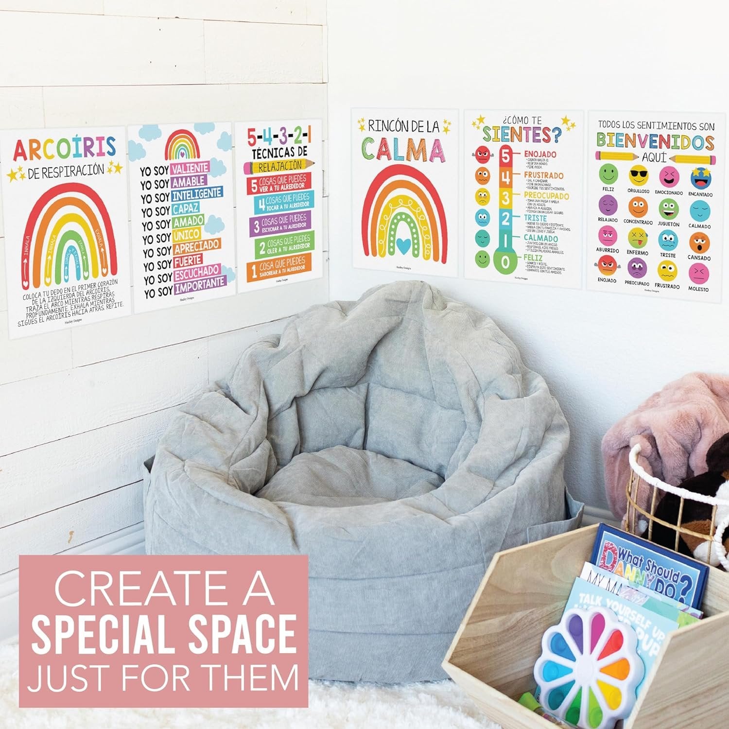 Spanish Calming Corner Kit: Colorful 6 Poster Pack