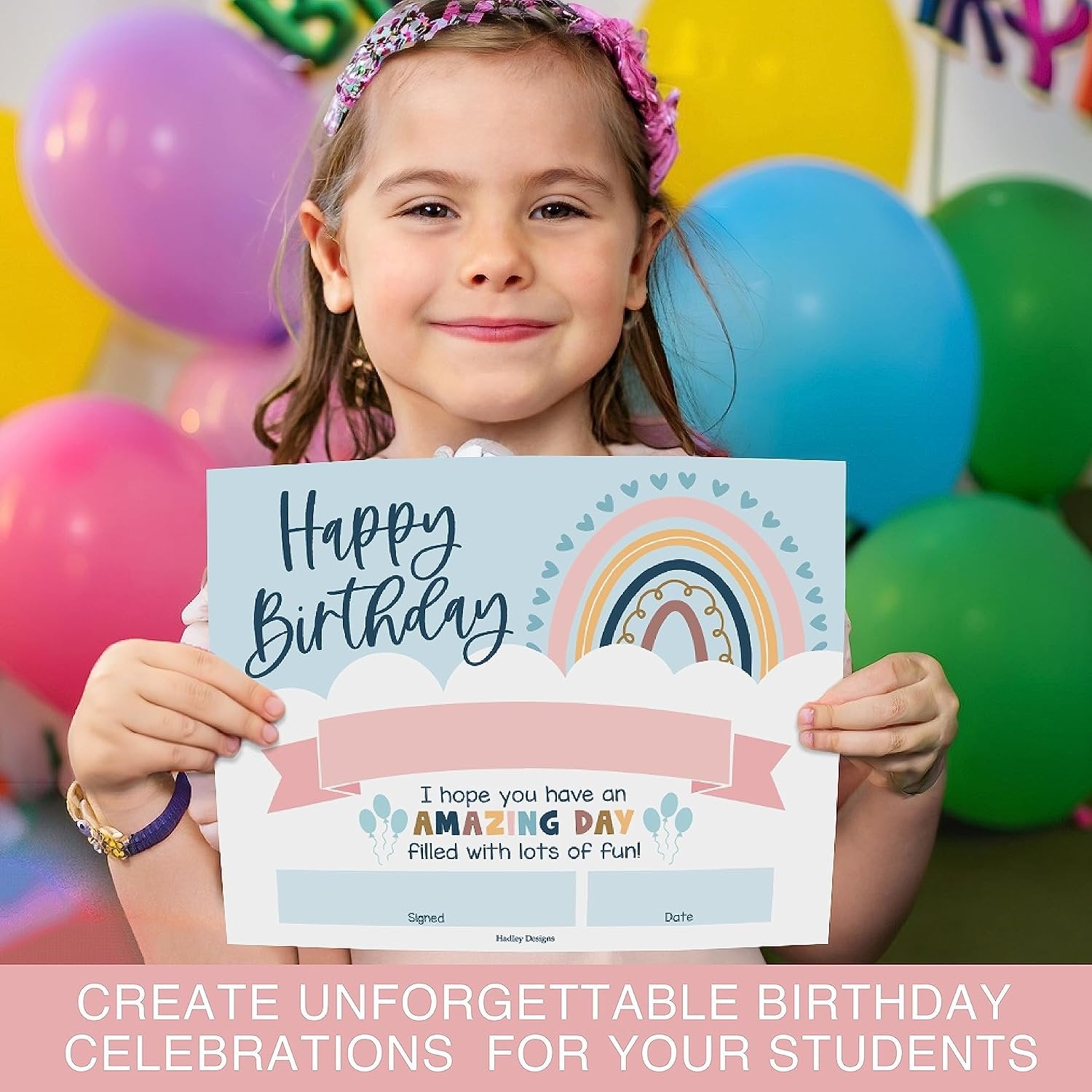 Birthday Certificates, Boho Pack of 25
